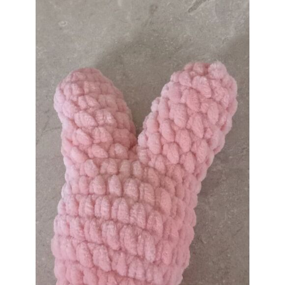 Handmade Pink Soft Plush Crochet Amigurumi Peep Bunny Stuffed Animal For Ages 4+ - Picture 3 of 7